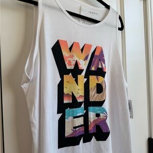 NWT Torrid White Signature Jersey Tank Top with Colorful 'WANDER' Graphic